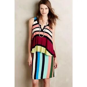 Maeve Anthropologie layered Davina stripe swing top dress small knit